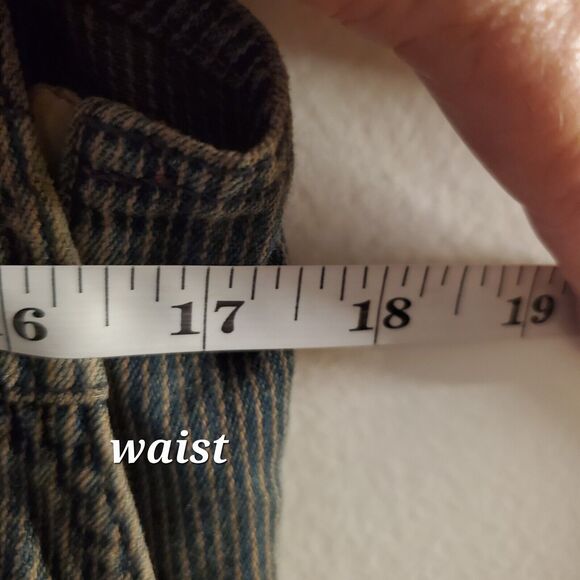 Vintage Sundance Denim Dress Bib Overall Maxi Cotton Brown Pinstripe Size 8 Y2K - Picture 9 of 11